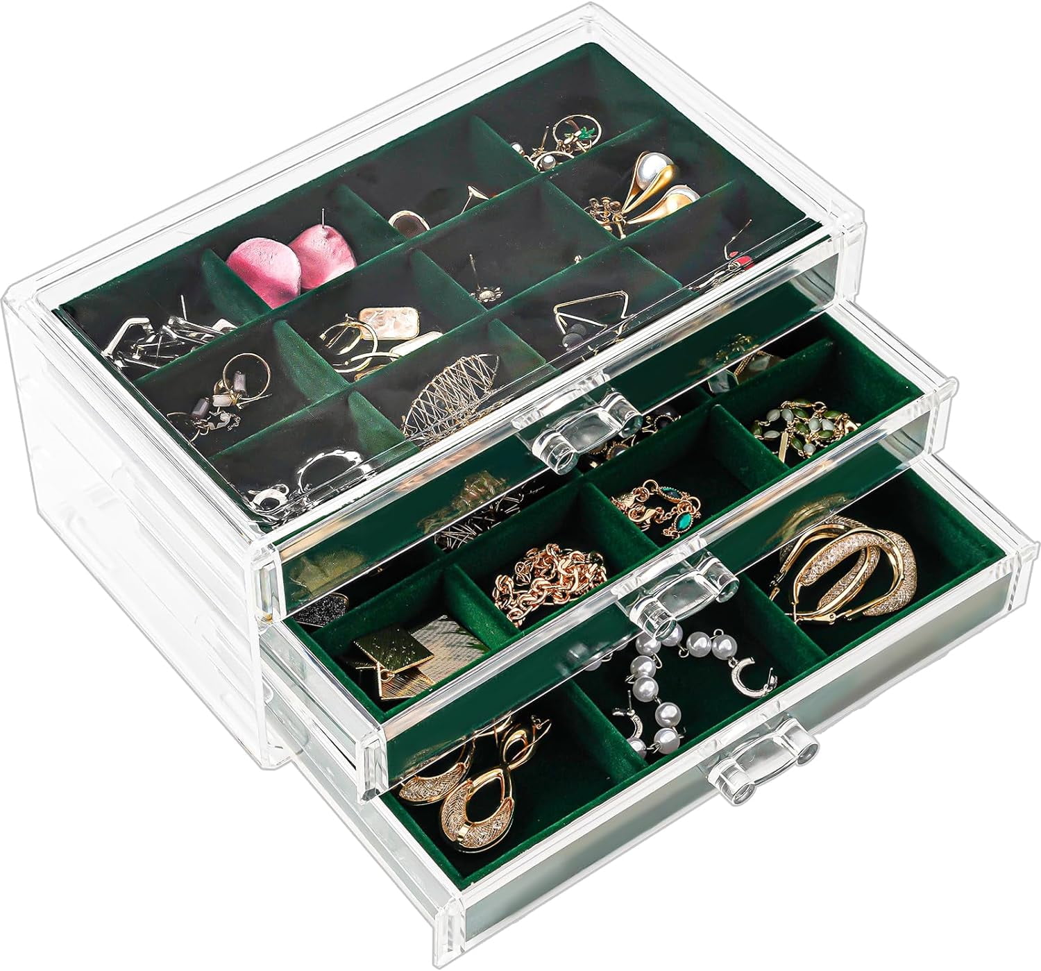 ProCase Earring Holder Organizer Box Valentine's Day Gifts, Clear Acrylic Jewelry Box for Women