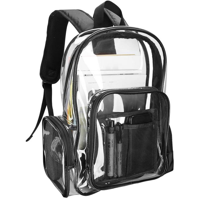ProCase Heavy Duty Clear Backpack, See Through Backpacks Transparent Clear Large Bookbag for School Work Stadium Security Travel Sporting Events