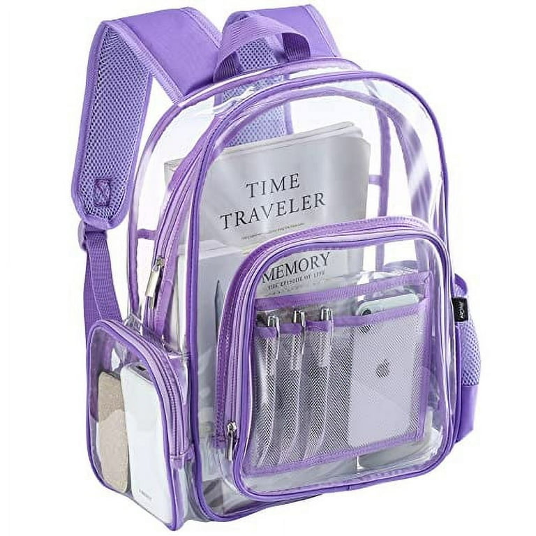 ProCase Heavy Duty Clear Backpack See Through Backpacks Transparent Large Bookbag for School Work Stadium Security Purple