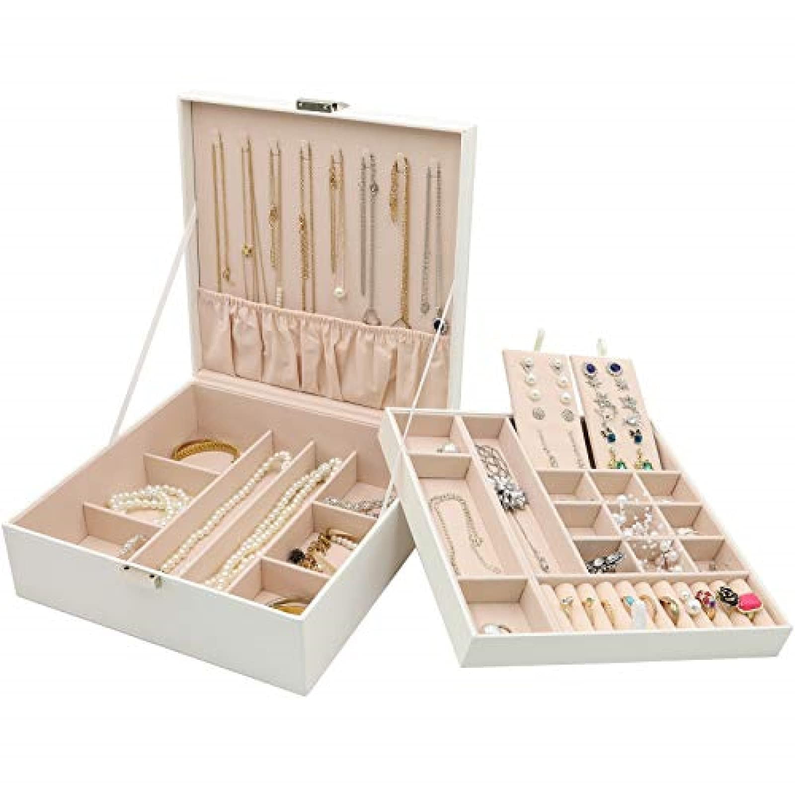 ProCase Jewelry Box for Mother's Day Gift, Large Leather Jewelry Organizer Storage Case with Two