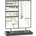 thumbnail image 1 of ProCase Jewelry Organizer Stand Earring Holder, 144 Holes Stud Earring Display Rack Necklace Holder Storage Tower with Removable Wooden Ring Tray for Earrings Necklaces Bracelets Rings Watches -Grey, 1 of 7