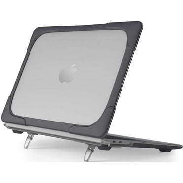 ProCase for MacBook Air 13 Inch Case 2020 2019 2018 Release A2337 M1 A2179 A1932, Heavy Duty Slim Hard Shell Protective Cover with Fold Kickstand for MacBook Air 13 Retina with Touch ID -Black