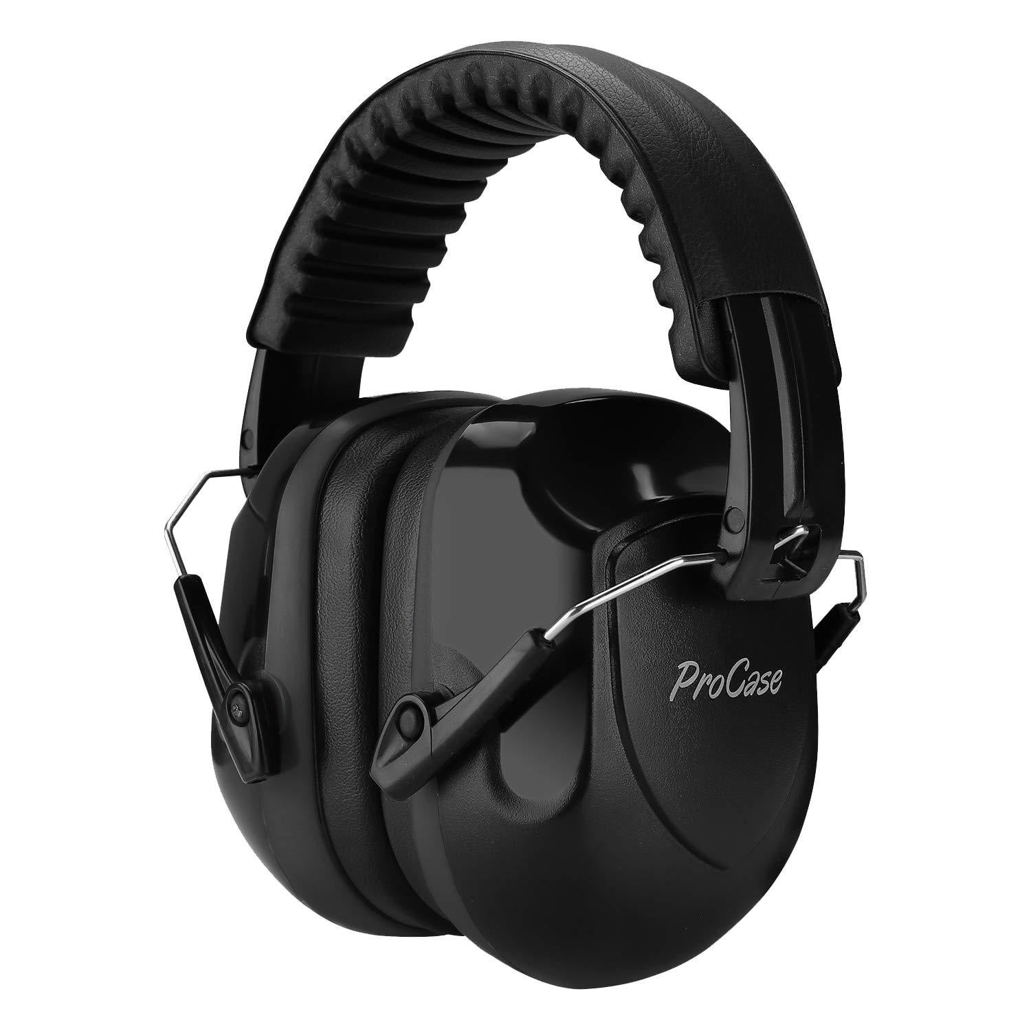 ProCase Noise Reduction Safety Ear Muffs, Hearing Protection Earmuffs, NRR 28dB Noise Sound Protection Headphones for Shooting Gun Range Mowing Construction Woodwork Adult Kids -Black