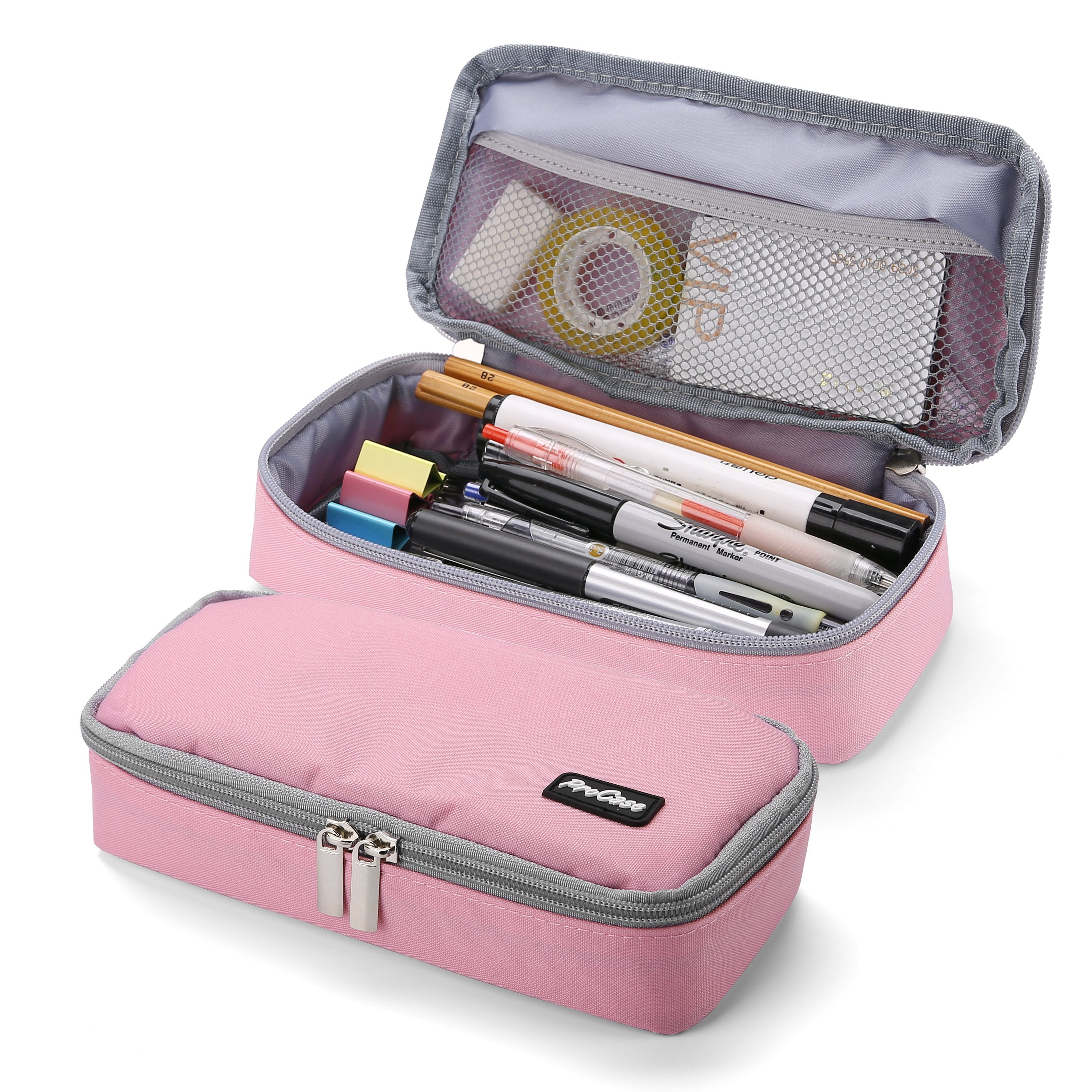 ProCase Pencil Bag Pen Case Large Capacity Students Stationery Pouch Pencil Holder Desk Organizer with Double Zipper Portable Pencil Pouch for School Office Supplies Pink Walmart Business Supplies