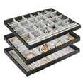 thumbnail image 1 of ProCase Set of 3 Stackable Jewelry Trays Organizer for Drawers, Jewellery Drawer Insert Divider Jewel Display Storage Container with Removable Dividers for Ring Earring Necklace Bracelet Watch -Black, 1 of 7