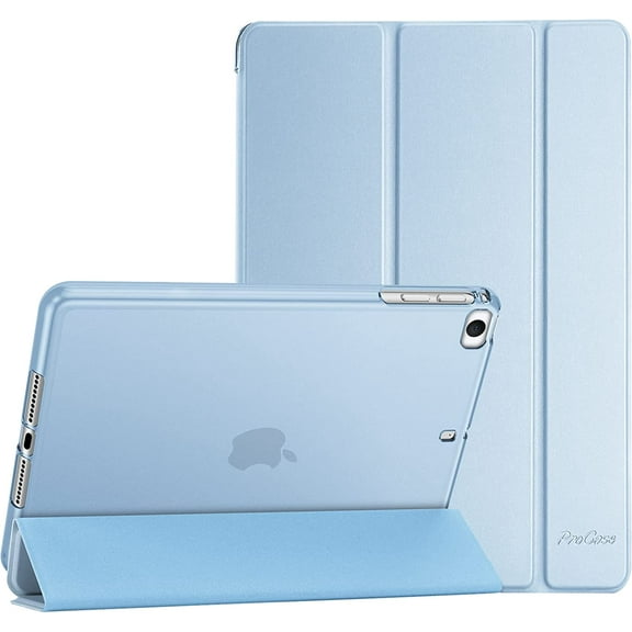 ProCase Slim Cover for iPad Mini 5 Generation 2019/ Mini 4 3 2 1 (Old Model) 7.9 inch, Slim Soft TPU Back Cover Trifold Stand Folio Smart Case for iPad Mini 5 4 3 2 1 -SkyBlue