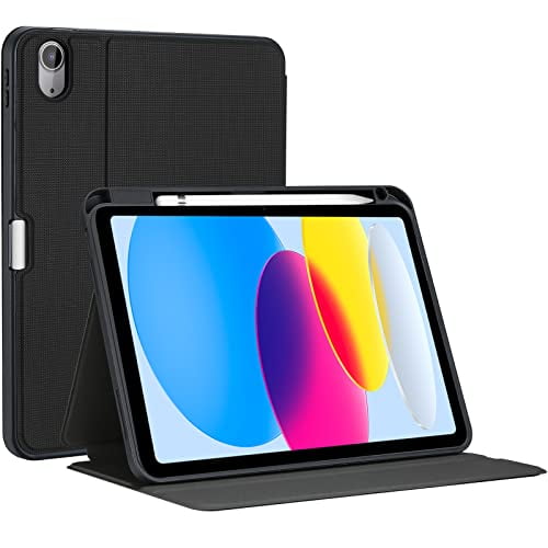 ProCase Smart Case for 2022 iPad 10th Generation Case with Pencil Holder, Slim Stand Protective Folio Book Cover for iPad 10.9 inch 2022 A2696 A2757 A2777-Black