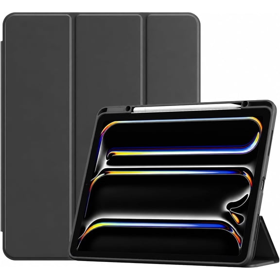 ProCase Smart Protective Case with Soft TPU Back & Pencil Holder for iPad Pro 13" M5 2025/ iPad Pro 13" M4 2024 -Black