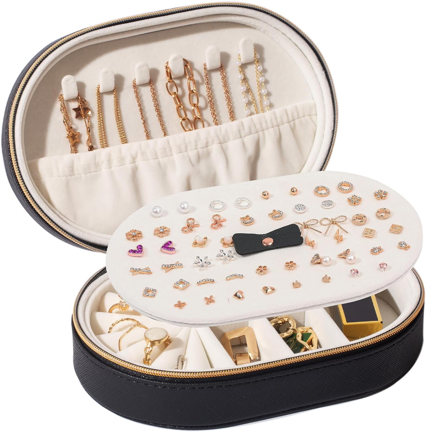 ProCase Travel Jewelry Organizer Box, Small Jewelry Organizer for Earrings Bracelet Necklace