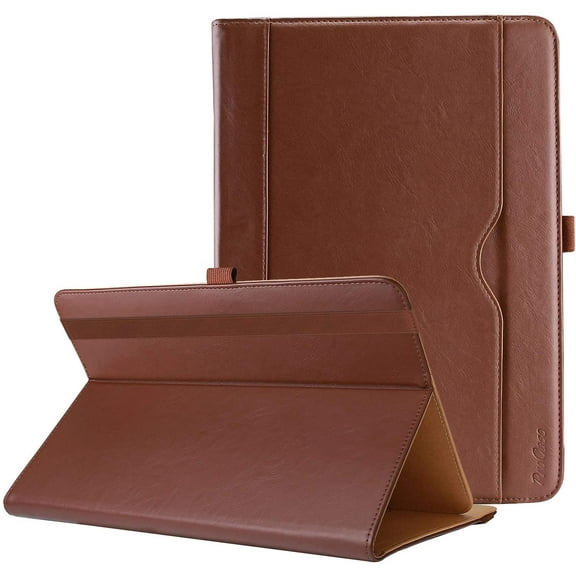 ProCase Universal Tablet Case 9"-10.1" inch, Stand Folio Tablet Case Protective Cover for 9" 9.7" 10" 10.1" Touchscreen Tablet with Multiple Viewing Angles and Pen Holder -Brown
