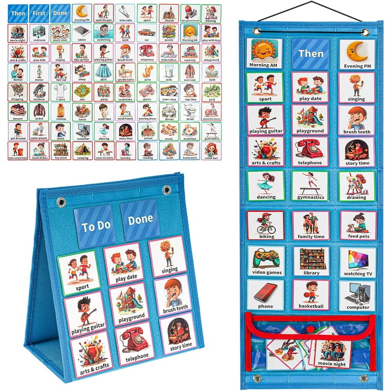 Genérico Tabla Rutina Diaria Infantil - Planner Educativo De Madera Para Mañanas Y Noches (Niños Preescolar)