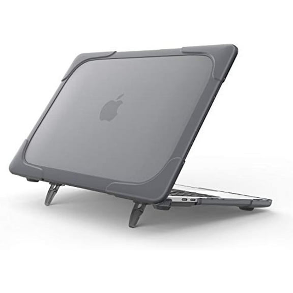ProCase for MacBook Air 13 Inch Case 2020 2019 2018 A2337 M1 A2179 A1932, Heavy Duty Hard Shell Protective Cover with Fold Kickstand -Grey