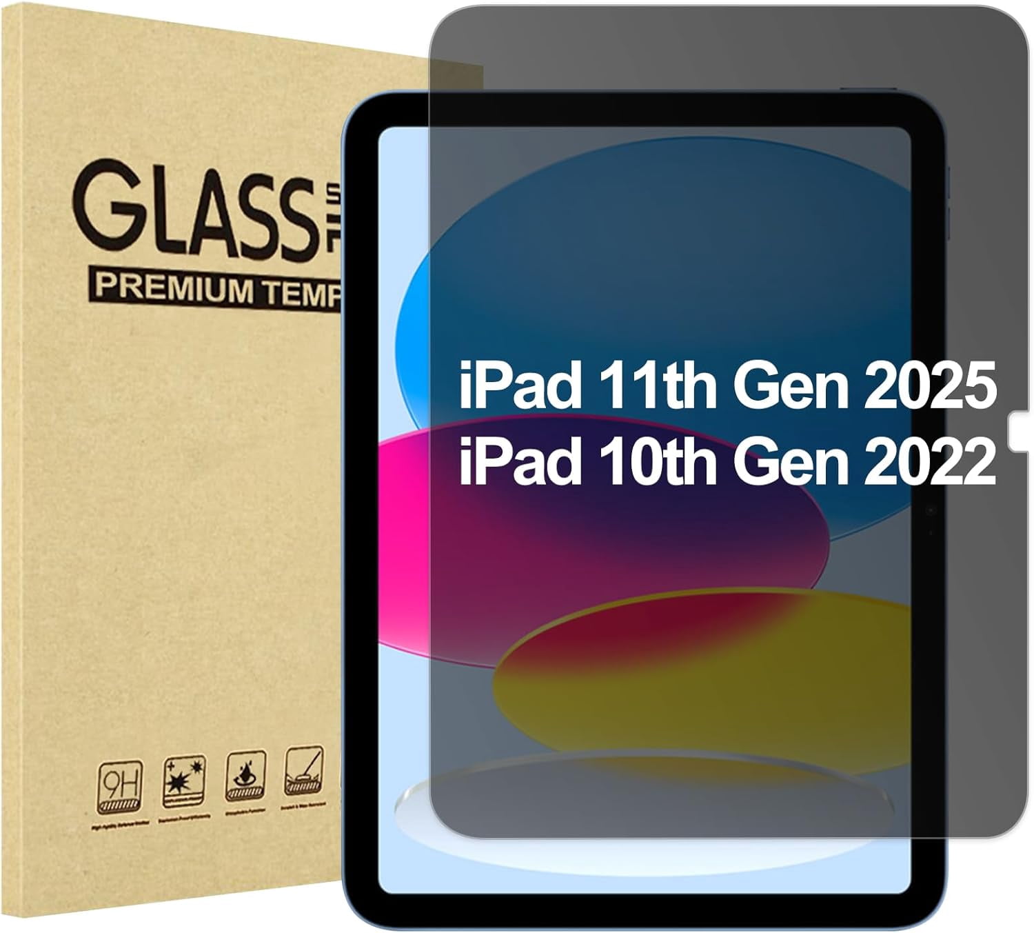 ProCase for iPad 10th Generation 10.9 2022 Privacy Screen Protector A2696/A2757/A2777, Anti-Spy Tempered Glass Film Guar