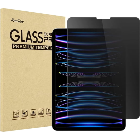 ProCase Privacy Screen Protector for iPad Pro 11 4th 3rd 2nd 1st 2022 2021 2020 2018, Anti-Spy Tempered Glass Film Guard -1 Pack