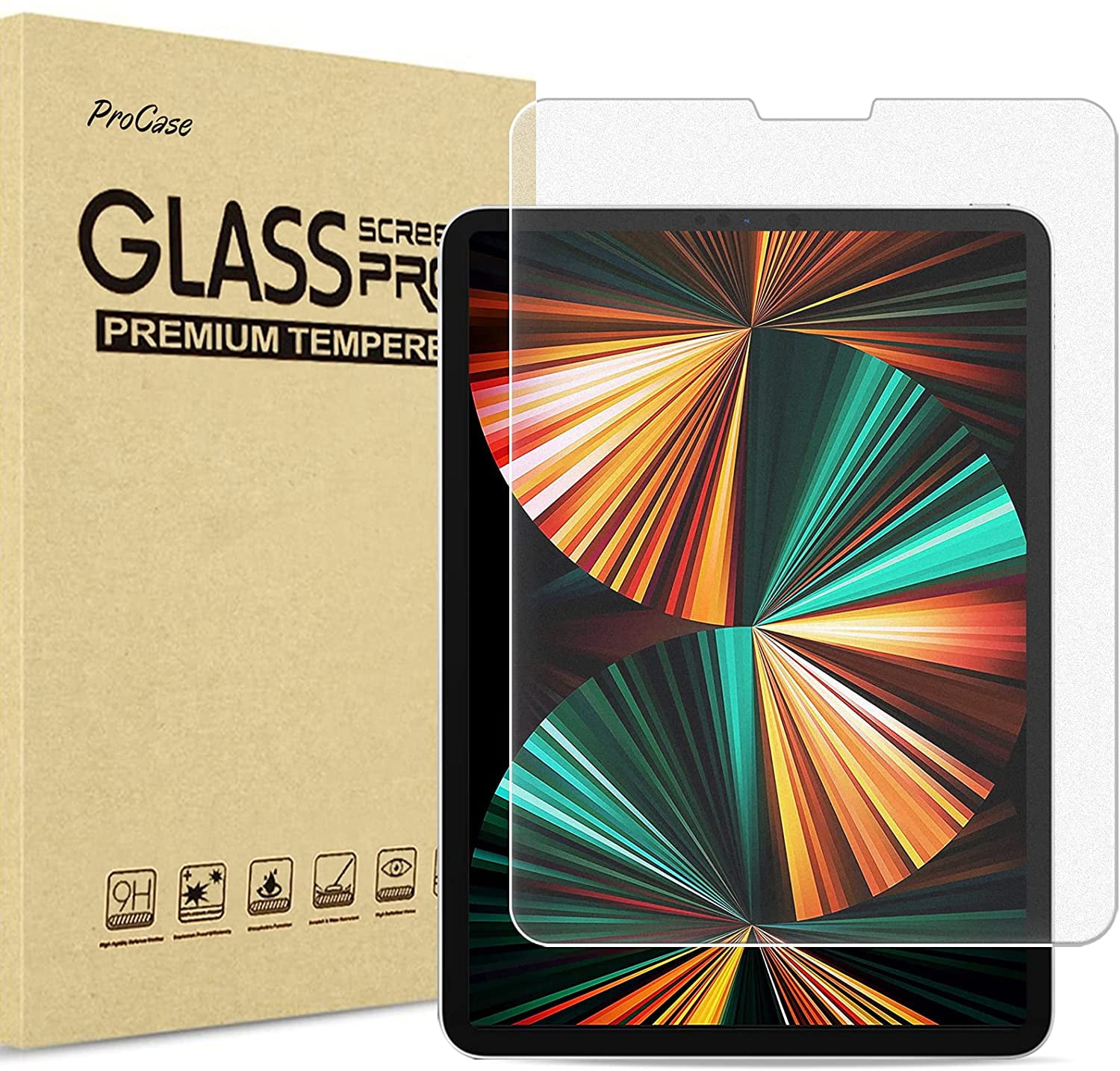 ProCase iPad Pro 12.9 Inch 2022/ 2021/ 2020/ 2018 Matte Screen Protector, Matte Tempered Glass Screen Anti-fingerprint F