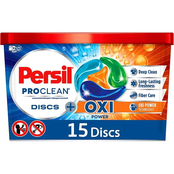 ProClean Discs Laundry Detergent Pacs, Oxi, High Efficiency (HE) Compatible, Laundry Soap, 15 Count--