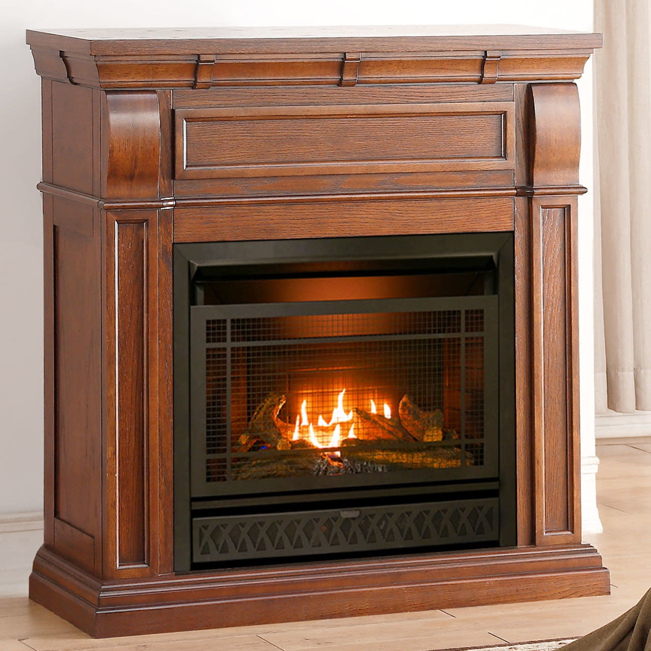 ProCom Dual Fuel Ventless Gas Fireplace - 26,000 BTU, T-Stat Control,  Chestnut Oak Finish - Walmart.com