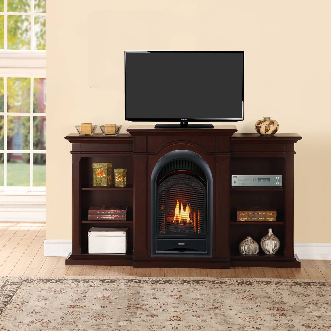 Dual Fuel Ventless Gas Fireplace System 15,000 BTU, TStat
