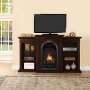 ProCom Dual Fuel Ventless Gas Fireplace System - 15,000 BTU, T-Stat Control, Chocolate Finish with Shelves - Model# PCS150T-CBS