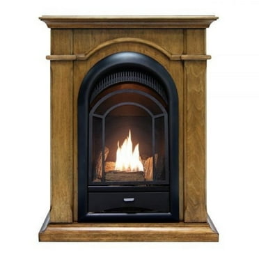ProCom Dual Fuel Ventless Gas Fireplace System With Corner Combo Mantel - Toasted Almond Finish - 15,000 BTU - Model# PCS150T-A-TA