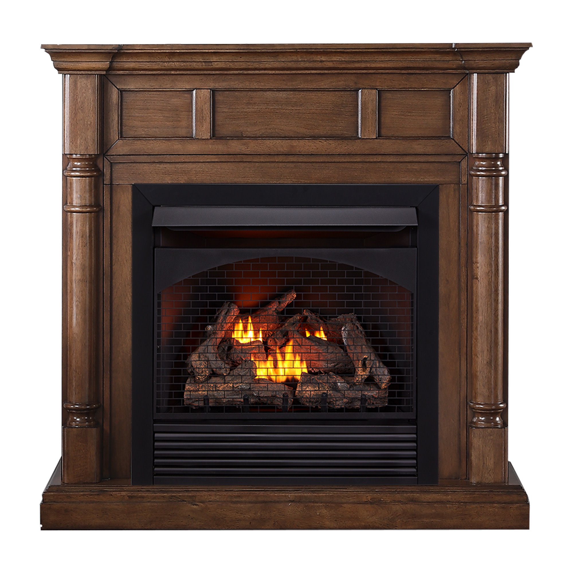 ProCom Full Size Dual Fuel Ventless Gas Fireplace With Mantel - 32,000 BTU,  Remote Control, Walnut Finish - Model# FBNSD32RT-2WN - Walmart.com
