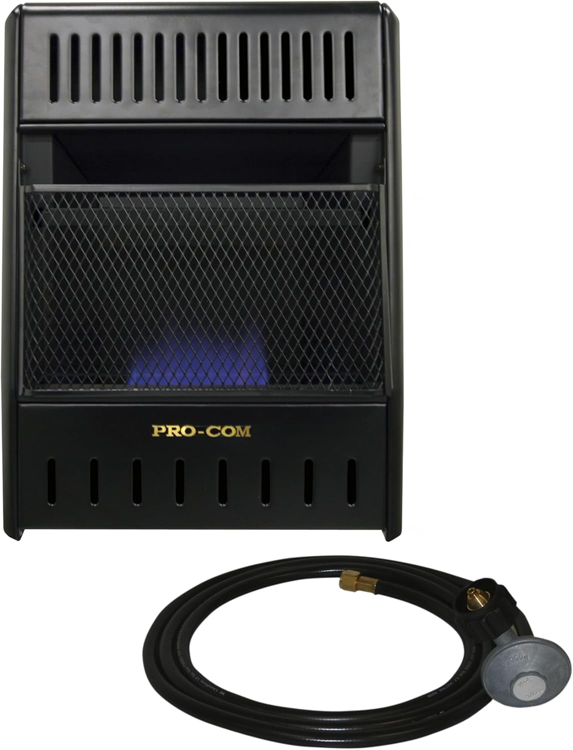 ProCom ML100TBAHR Ventless Propane Gas Blue Flame Space Heater with Thermostat Control for Living Room, Bedroom, Home Office, 10000 BTU, Heats Up to 300 Sq. Ft., Includes Wall Mount, Black