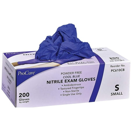 ProCure Disposable Nitrile Gloves - 200 Count - Powder Free, Rubber Latex Free, Medical Exam Grade