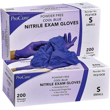 ProCure Disposable Nitrile Gloves - 400 Count - Powder Free, Rubber Latex Free, Medical Exam Grade