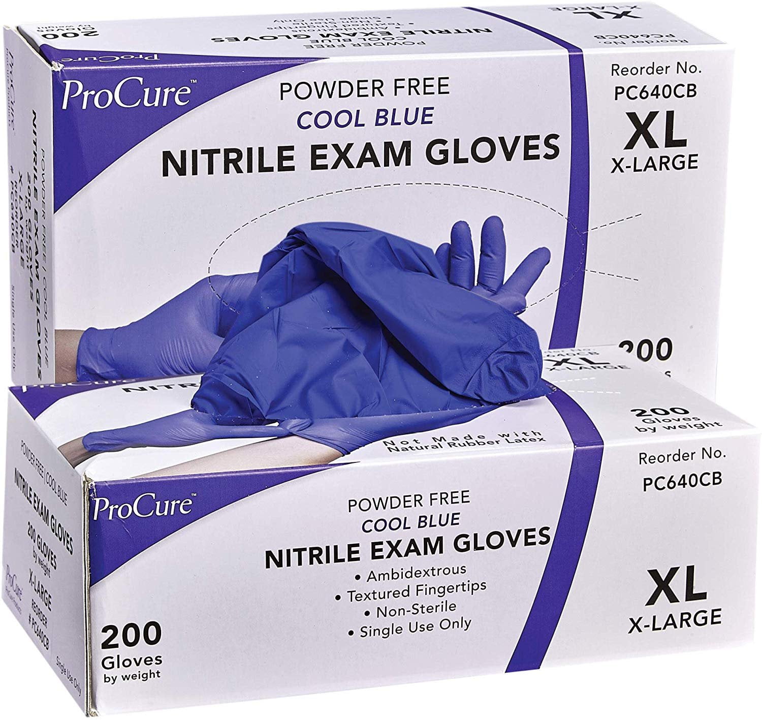 ProCure Disposable Nitrile Gloves - 400 Count - Powder Free, Rubber Latex Free, Medical Exam Grade