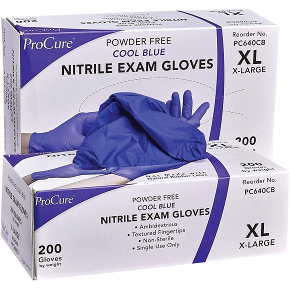 ProCure Disposable Nitrile Gloves - 400 Count - Powder Free, Rubber Latex Free, Medical Exam Grade