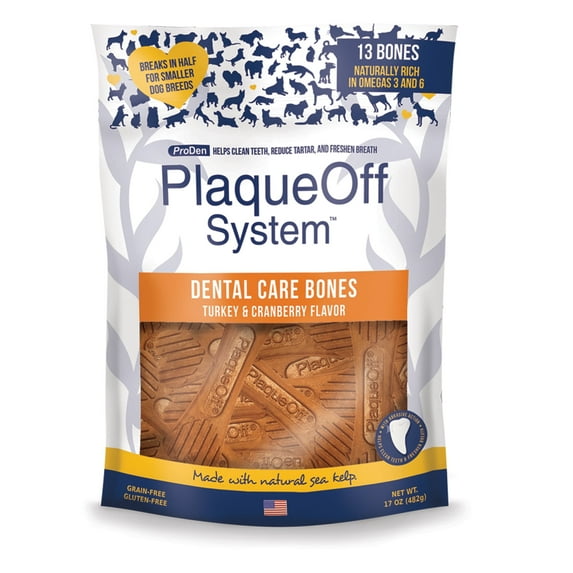 ProDen PlaqueOff System Dental Care Bones with Turkey & Cranberry Flavor for Dogs 17 oz