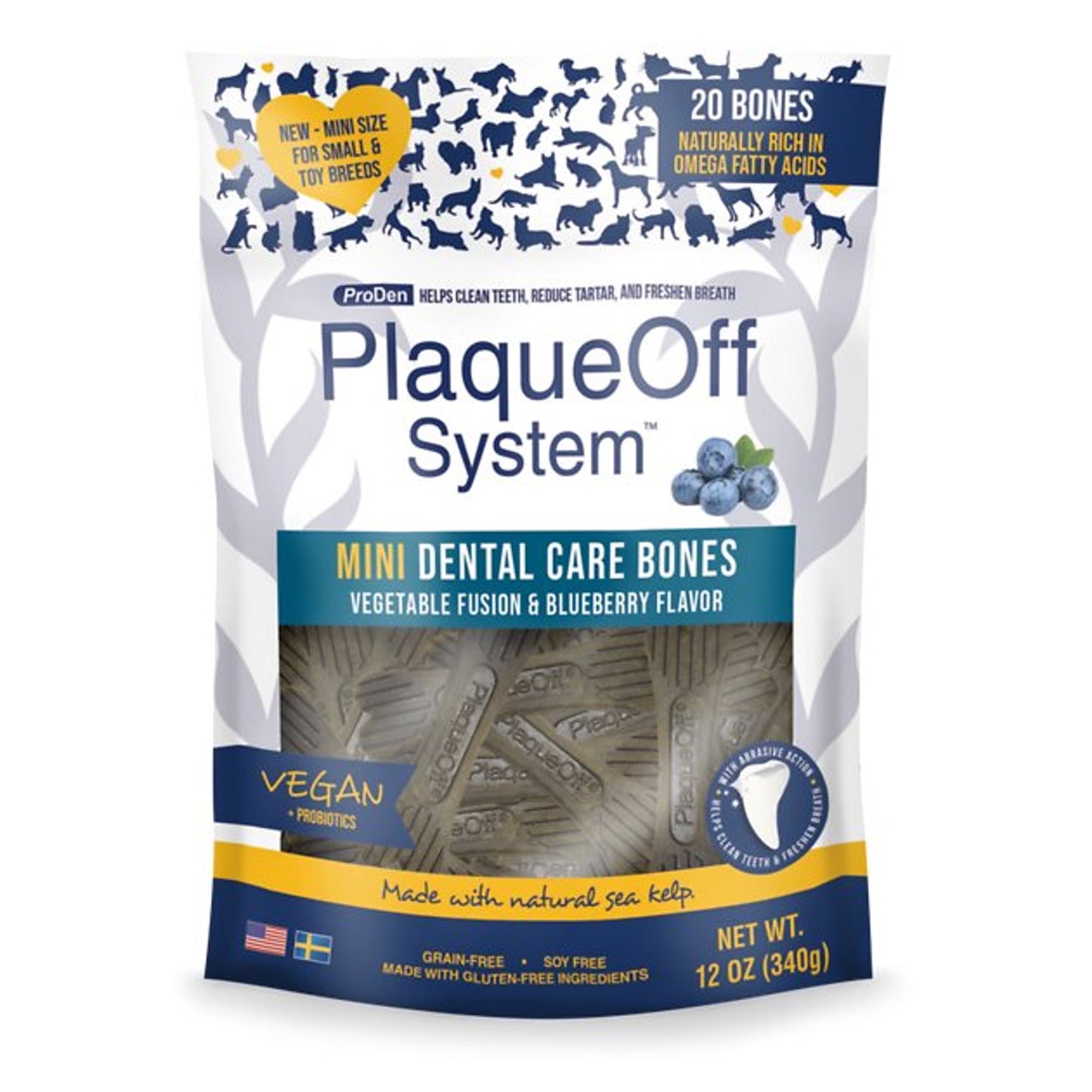 Proden PlaqueOff Mini Dental Vegetable & Blueberry Fusion Bones for Small Breed Dogs Proden PlaqueOff Mini Dental Vegetable & Blueberry Fusion Bones for Small Breed Dogs