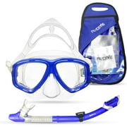ProDive Dry Top Snorkel Set with Tempered Glass Diving Mask, Watertight and Anti-Fog Lens and Waterproof Gear Bag, Diving Gear or Snorkeling Gear with Snorkel Mask. Snorkel and Mask Set
