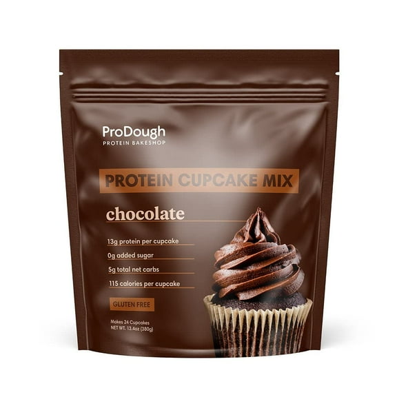 ProDough High Protein- Gluten GGA1 Free Cupcake Mix, Low Carb, 13g of Protein per Cupcake, No Added Sugars, Keto Friendly, Makes 12, Healthy Dessert (Chocolate)