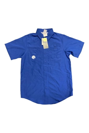 ProEdge Men's Sports Team Logo Short Sleeve Button-Down Shirt (Royal/Fayetteville State, L)