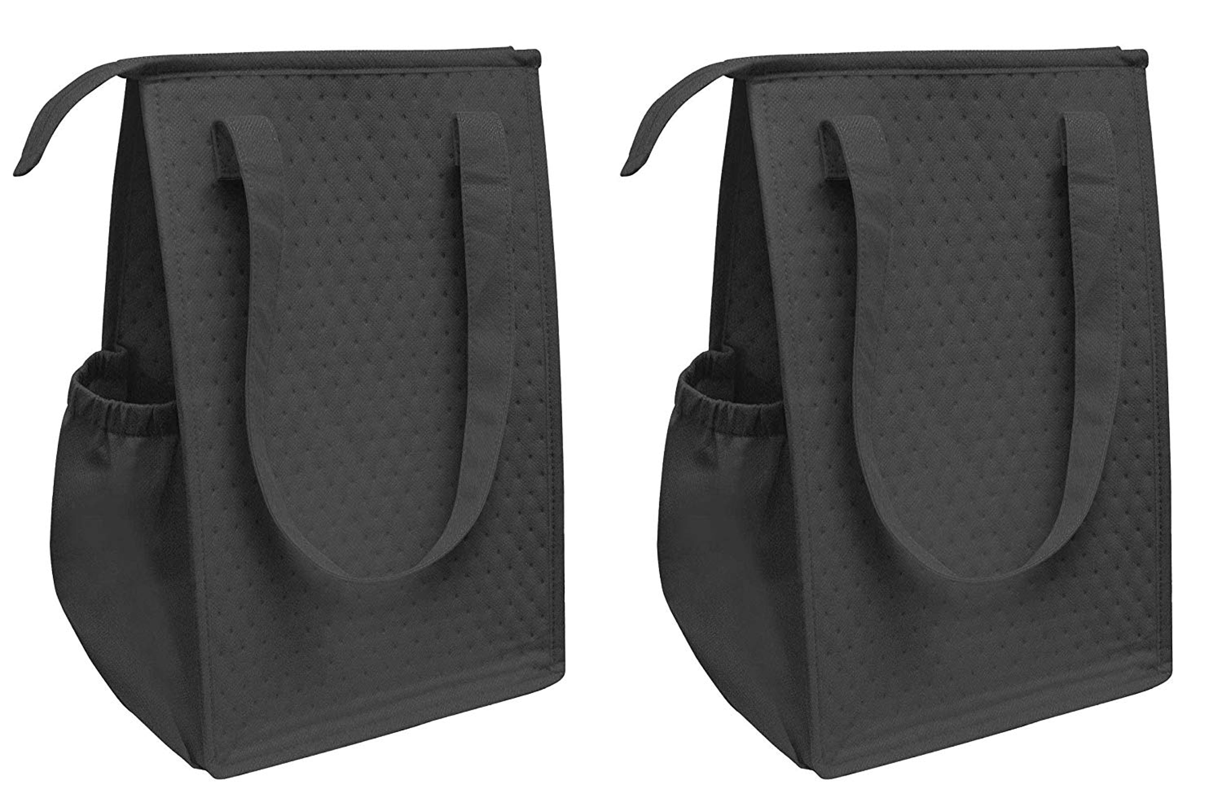 ProEquip Insulated Lunch Bag Wine Cooler Tote Reusable Tall Water Bottle Carrier For Adults Men Women | Black (PACK OF 2 FOR PRICE OF 1)