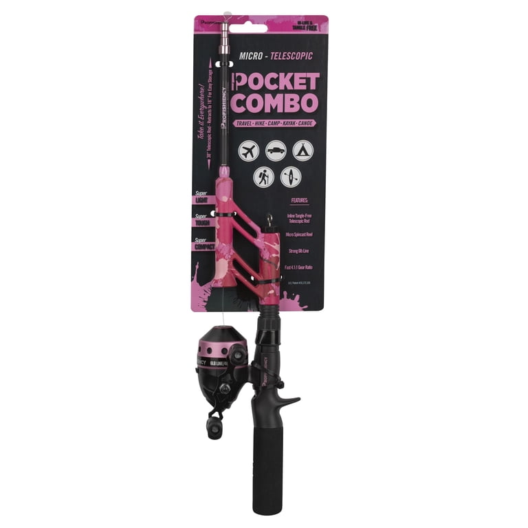 ProFISHiency Pink Splat Pocket Combo Fiberglass Telescopic Micro