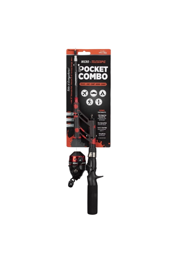 ProFISHiency Red Splat Fiberglass Pocket Spincasting Fishing Combo
