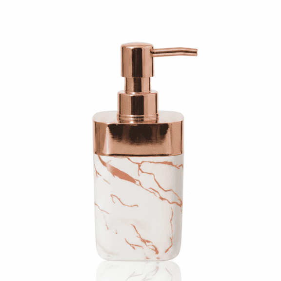 ProFinds Faux Marble Liquid Soap and Lotion Dispenser with Rose Gold Pump, White 1 Unit