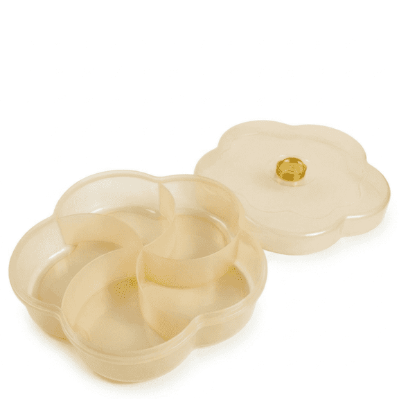 ProFinds Flower Shaped Divided Snack Serving Tray Box Home Party Decorative Countertop Platter for Candy Nuts and Dried Fruit Translucent Gold 120 oz 1 Unit