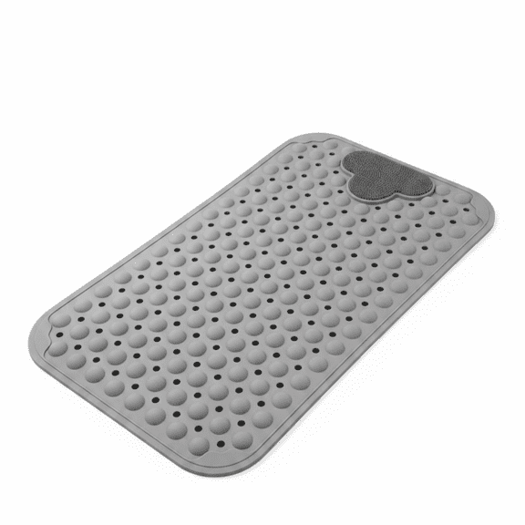 ProFinds Non Slip Bathtub Mat with Integrated Foot Scrubber Elastomer 16in x 27.5in Gray 1- Unit
