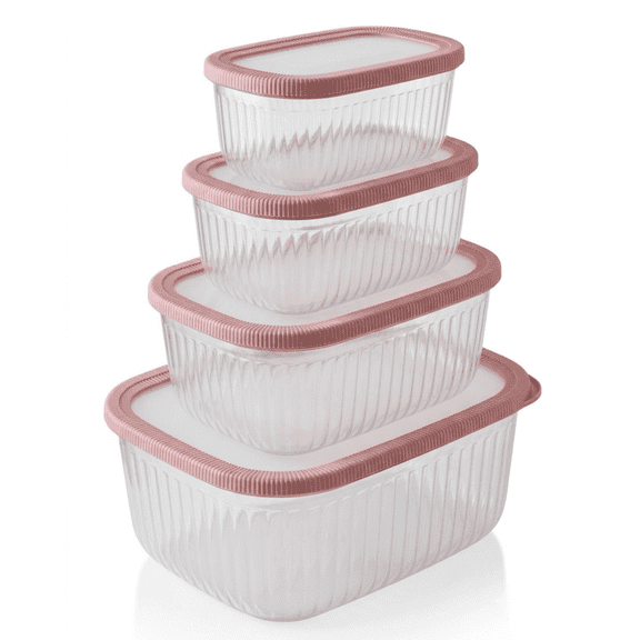 ProFinds Food Storage Containers Clear Plastic Pink 4 Piece Set