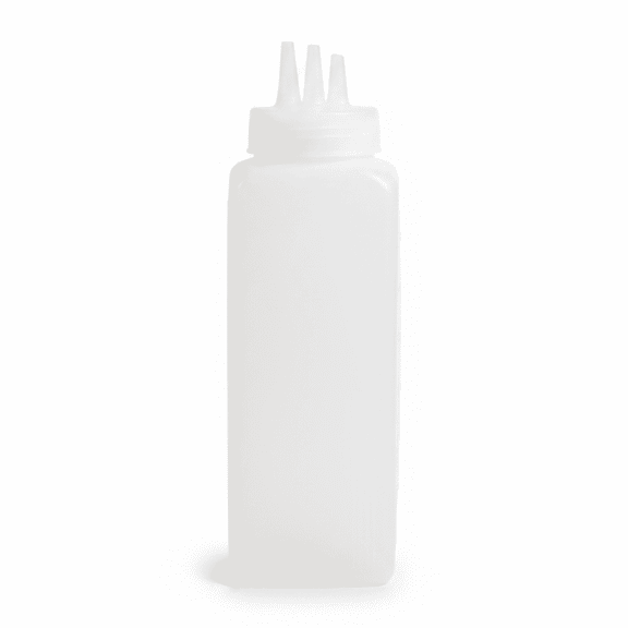 ProFinds Tri Tip Squeeze Bottle Square Condiment Dispenser with 3 Nozzle Portion Control Clear 24 oz 1 unit