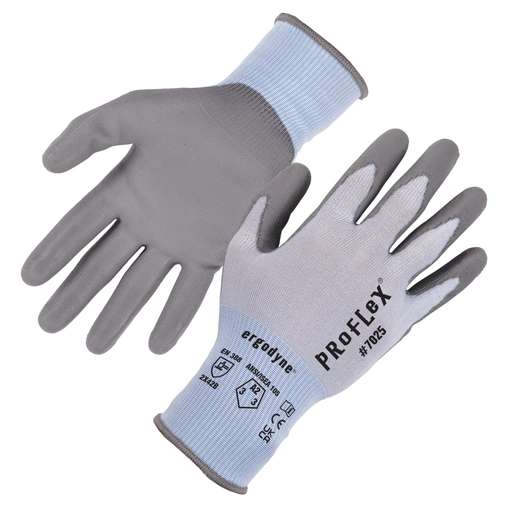 ProFlex 7025 ANSI A2 PU Coated CR Gloves, Blue, Medium, 12 Pairs/Pack, Ships in 1-3 Business Days