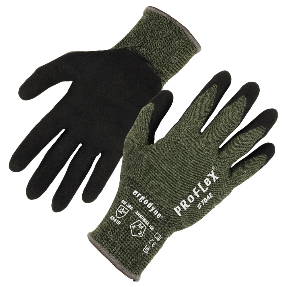 ProFlex 7042 ANSI A4 Nitrile-Coated CR Gloves, Green, 2X-Large, Pair, Ships in 1-3 Business Days