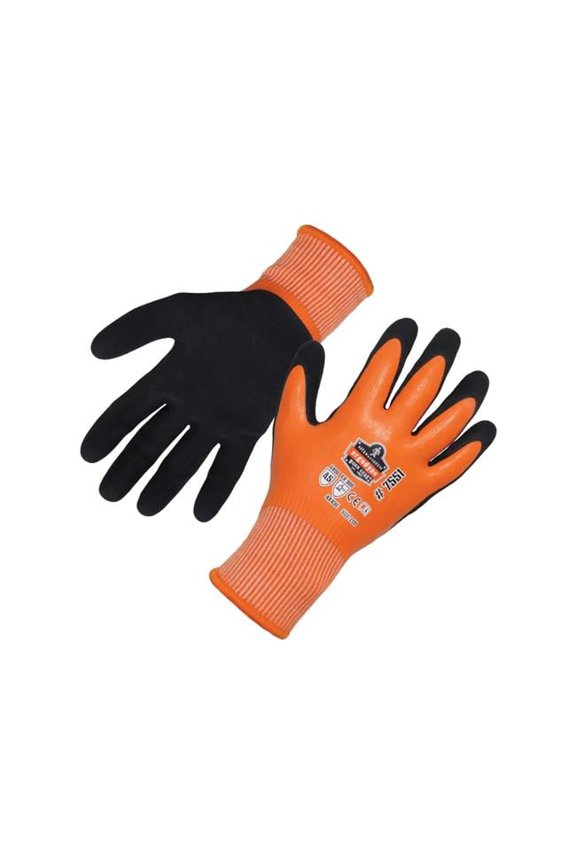 ProFlex 17994 Latex Coated Waterproof A5 Cut-Resistant Winter Work Gloves, Orange - Large