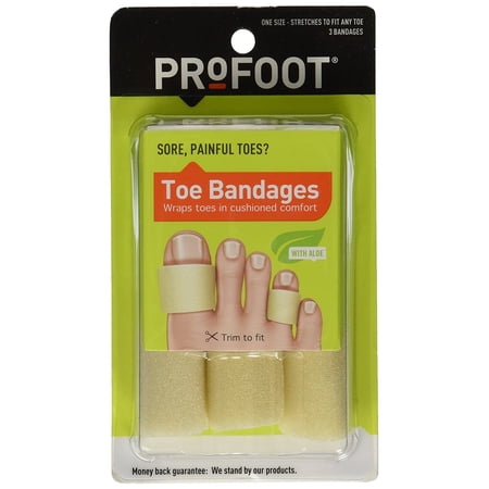 ProFoot Toe Bandages with Aloe One Size-Stretches To Fit Any Toe Trim To Fit 3Ct