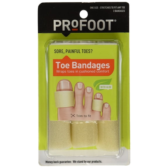 ProFoot Toe Bandages with Aloe One Size-Stretches To Fit Any Toe Trim To Fit 3Ct