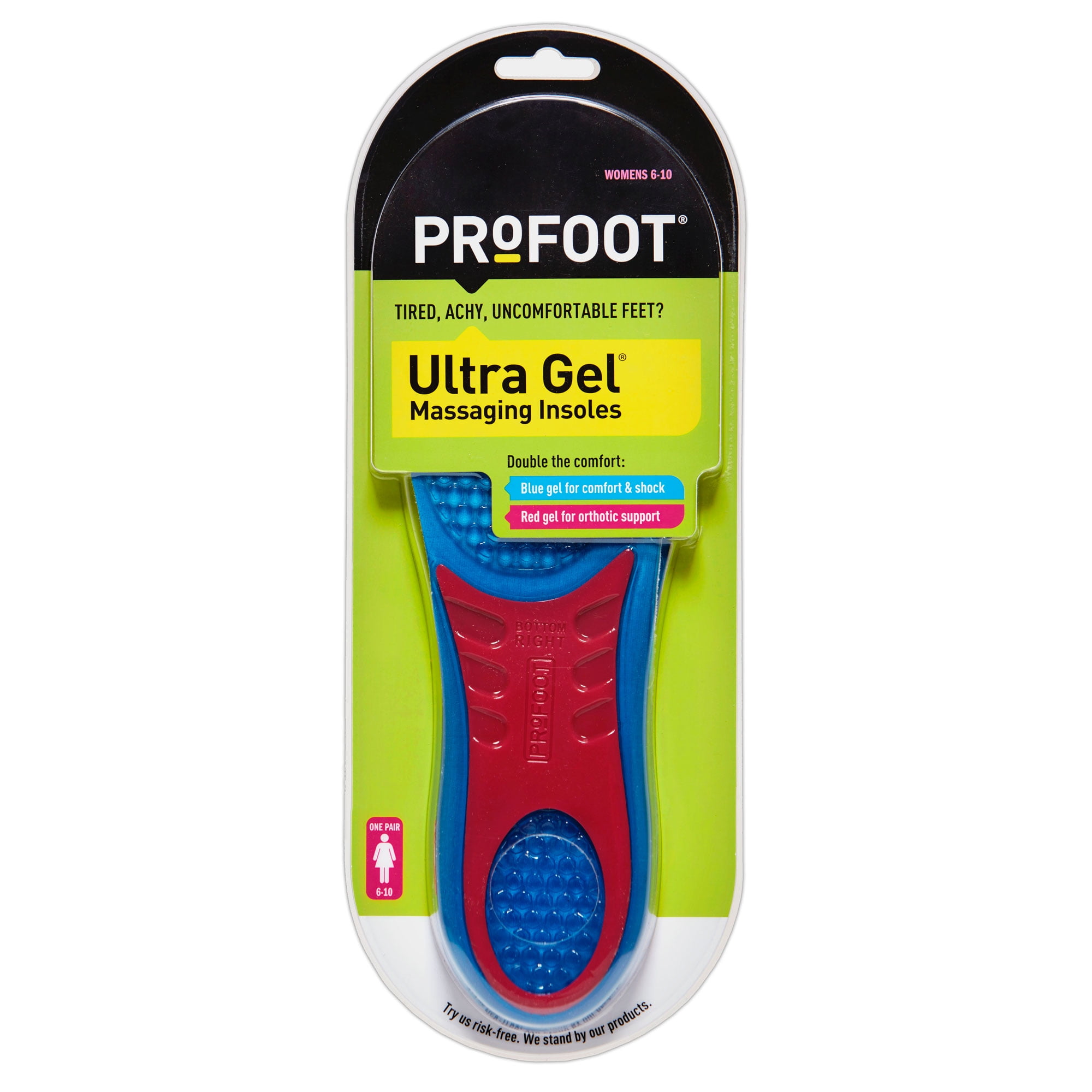 ProFoot Ultra Gel Insoles Women's 6-10 1 Pair, Arch Supports