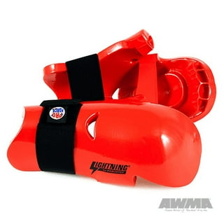 PROFORCE Lightning Shin Guards – Red Large, 1/2 Inch Thick Foam With Vinyl Cover, 3 Strap Design For Sports Protection